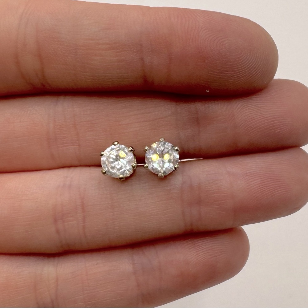 VINTAGE Silver-Tone CZ Stud Earrings